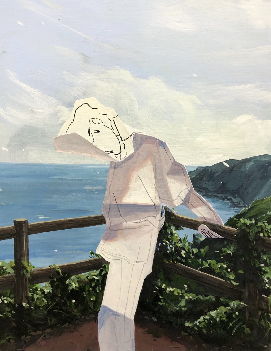 「「岬」

F6号(410×318mm)
キャンバスにアクリル 」|德永葵(ぶるー)のイラスト