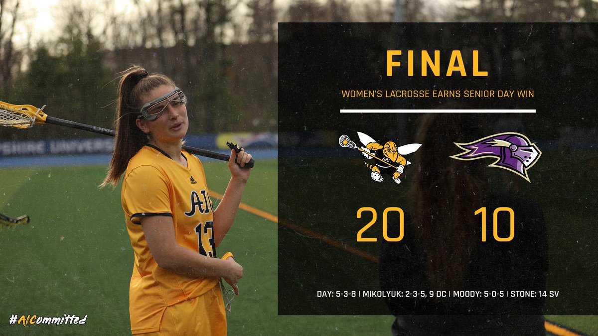 WLAX: It was a great day for <a href="/AICwLAX/">AIC Women's Lacrosse</a>, who celebrated the Class of 2022 with a big win! #DefendTheHive