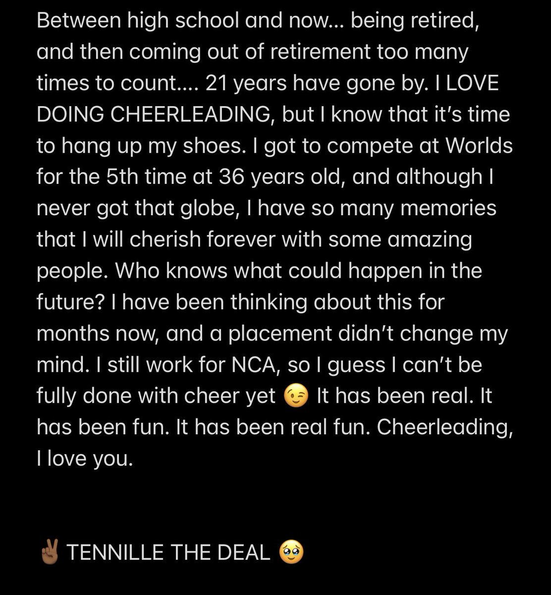 TennilleTheDeal's tweet photo. Dear cheerleading, https://t.co/ez4bF5UFGG
