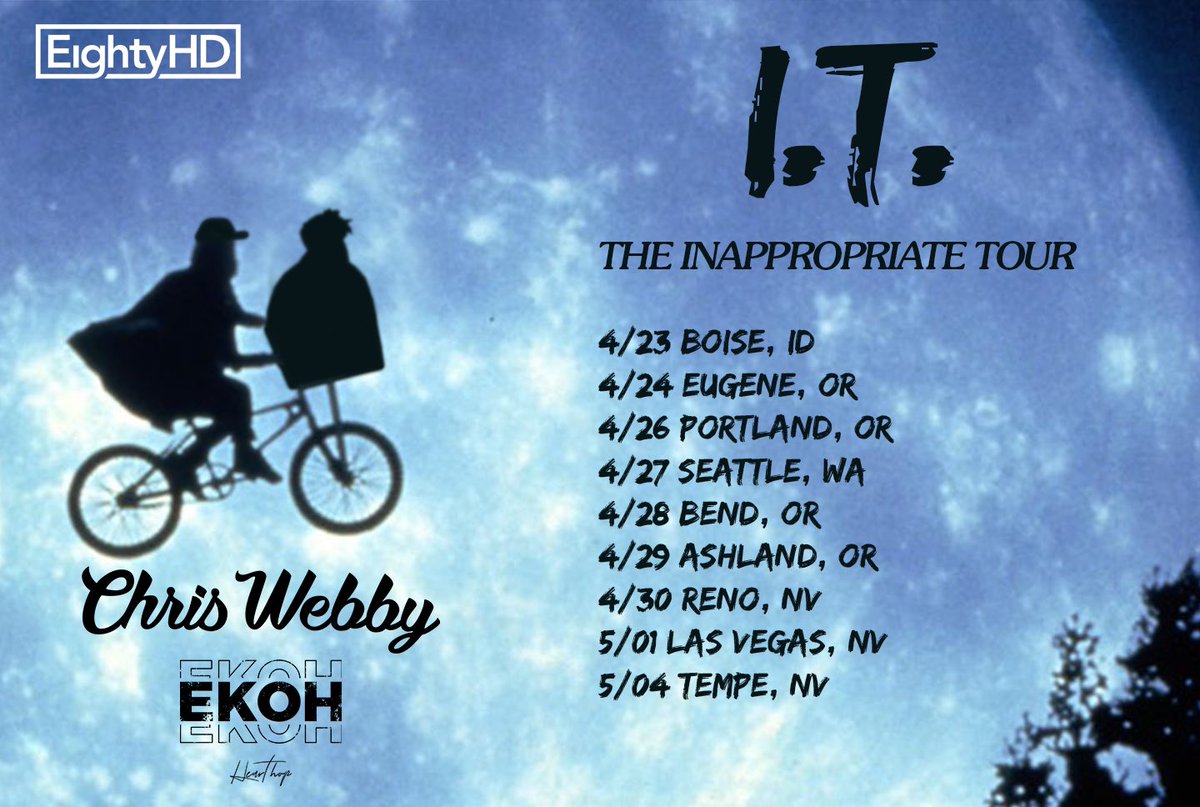 ChrisWebby's tweet photo. The greatest adventure of our time..
The #InappropriateTour with @ekohmusic continues on tonight in Boise and on to Oregon next !!
PULL UP : https://t.co/DAFRcVV4Gh ๐ฝ๐ธ https://t.co/ypuMhxH63G