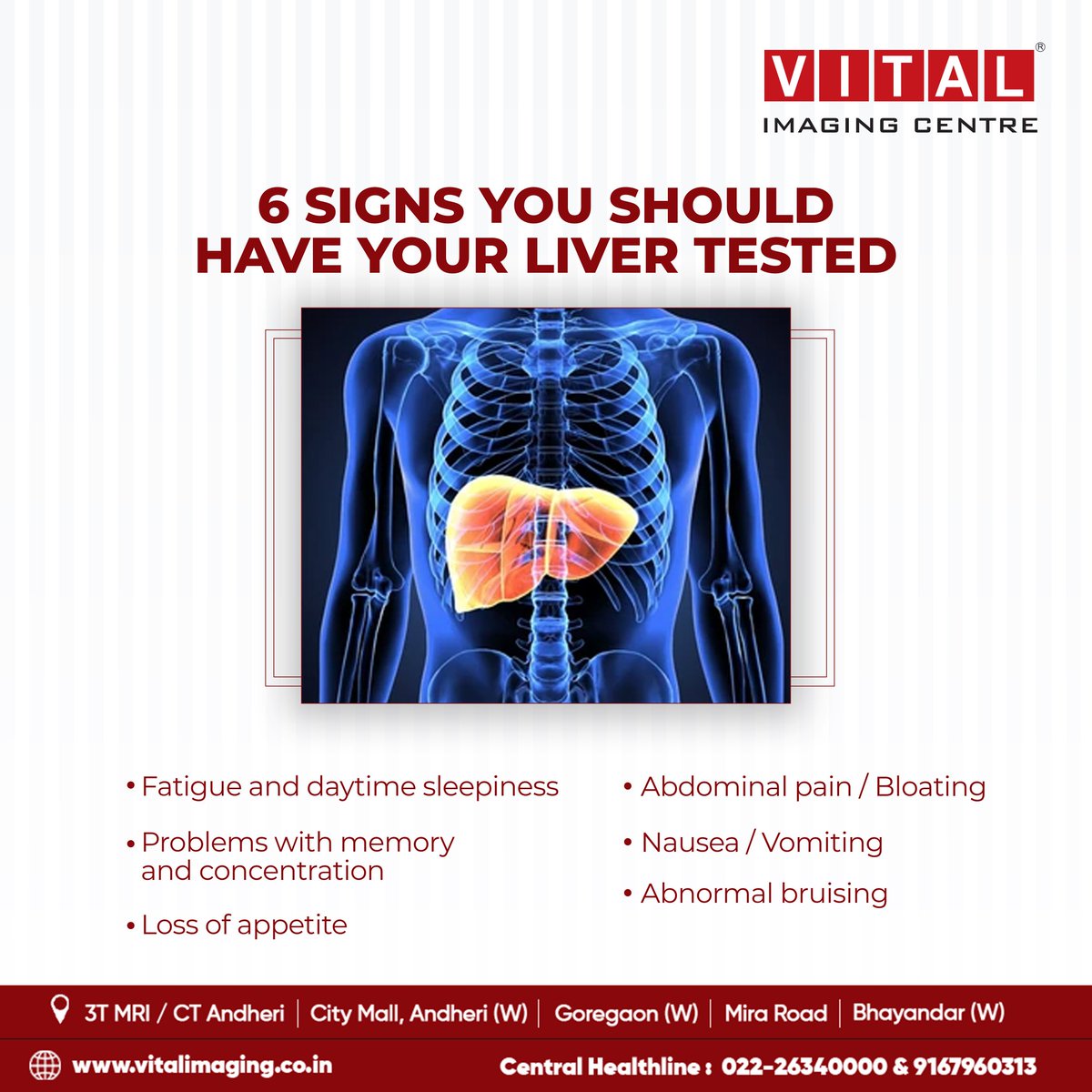 vital_imaging's tweet photo. Take care of your body's largest internal organ is an important player if you experience these symptoms.

#vital #vitalimaging #ctscan #medicalscan #radiology #sonography #mri #mriscan #xrays #ultrasound #3TMR #symptoms #livercancer #liver https://t.co/nYgd9NX7ho
