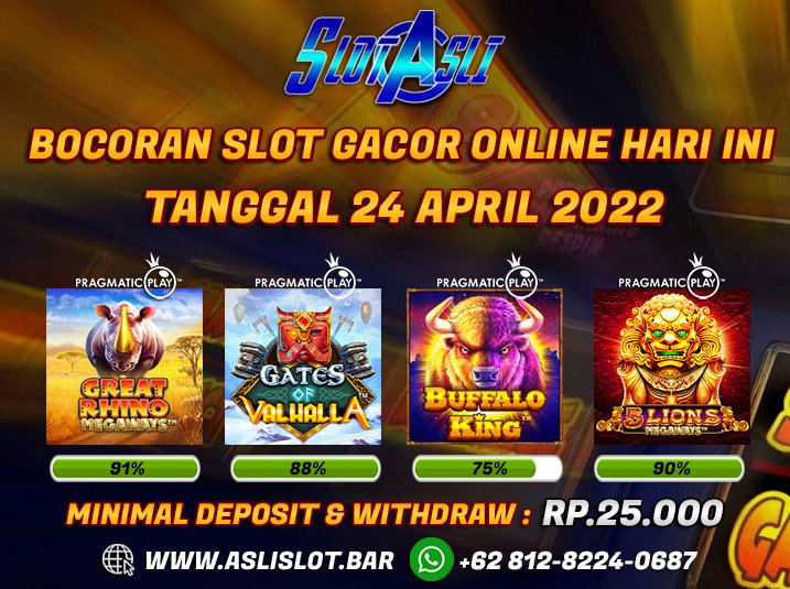 SlotAsli's tweet photo. Bocoran Game Slot Gacor Hari Ini Tanggal 24 April 2022 Dengan Beragam Situs Slot Online Uang Asli Terbaik. Adanya Informasi RTP Slot Gacor Online Tertinggi Hingga 91%.

https://t.co/cH3XV3otKx

#SlotAsli #SlotOnline #SlotGacor #SlotIndonesia #BocoranSlot #RTP #JudiSlotIndonesia https://t.co/XdHWzgRYyy