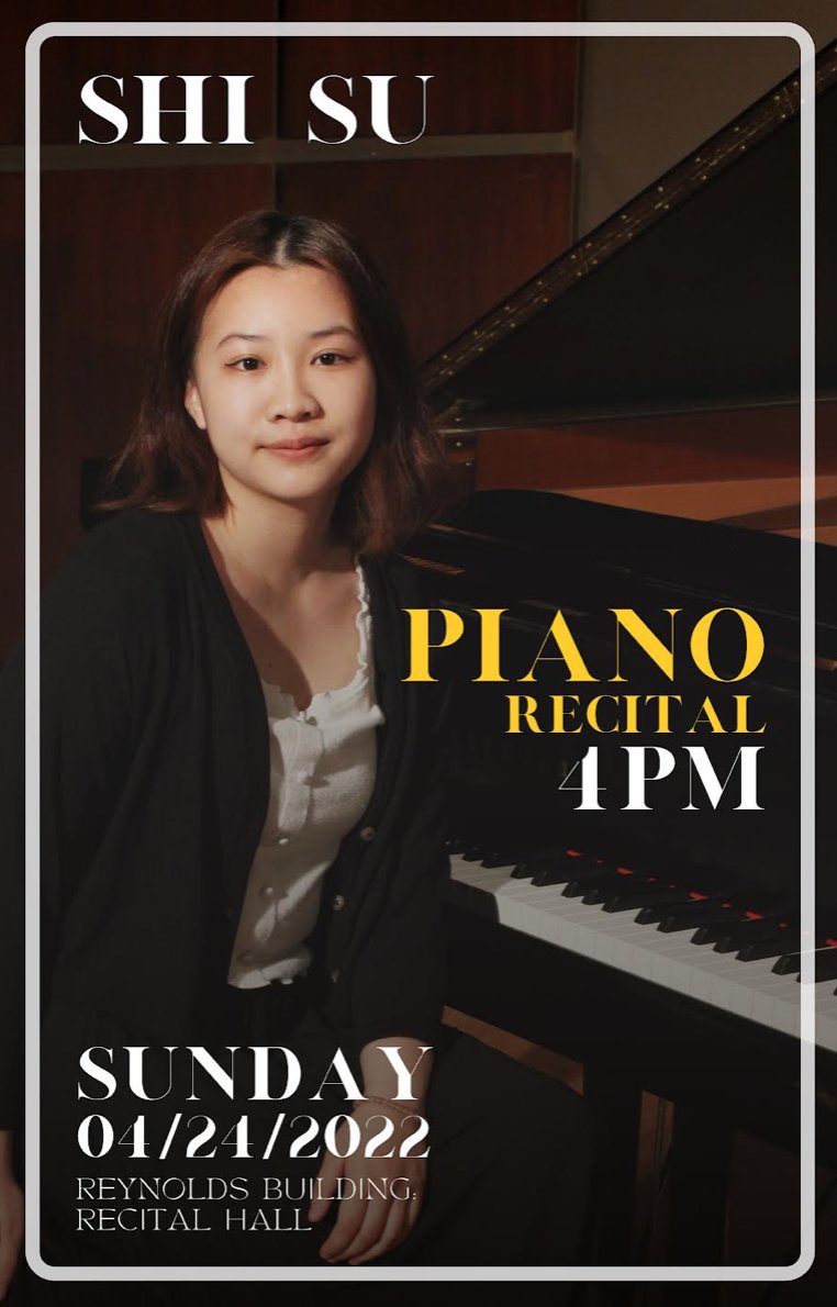 Hardingumusic's tweet photo. The Department of Music invites you to join us for a Piano Recital presented by student pianist, Shi Su. This event will be held on Sunday, April 24h at 4 PM in the Reynolds Recital Hall and will be live-streamed on HU16. We hope you will join us! https://t.co/2Ze76nWXwA