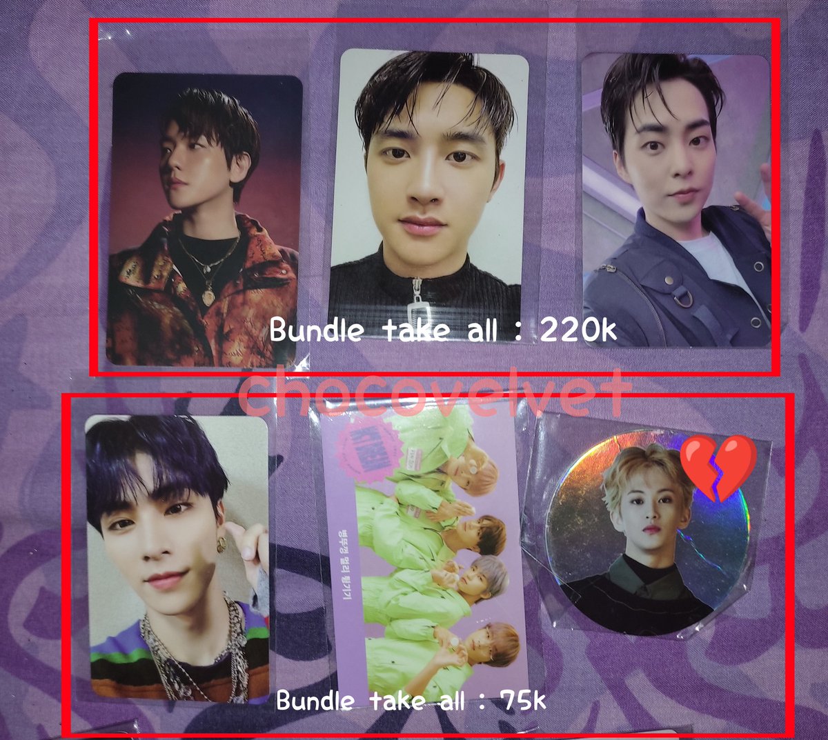 __chocovelvet's tweet photo. WTS EXO NCT photocard . Can shipping worldwide shopee. (exclude packing, 7k). bundle only. wts wtb xiumin baekhyun kyungsoo d.o. nct dream mark xiaojun 
엑소 포카 김민석 백현 도경수 엔시티 포카 이마크 샤오쥔 https://t.co/0bNNIyAXm2