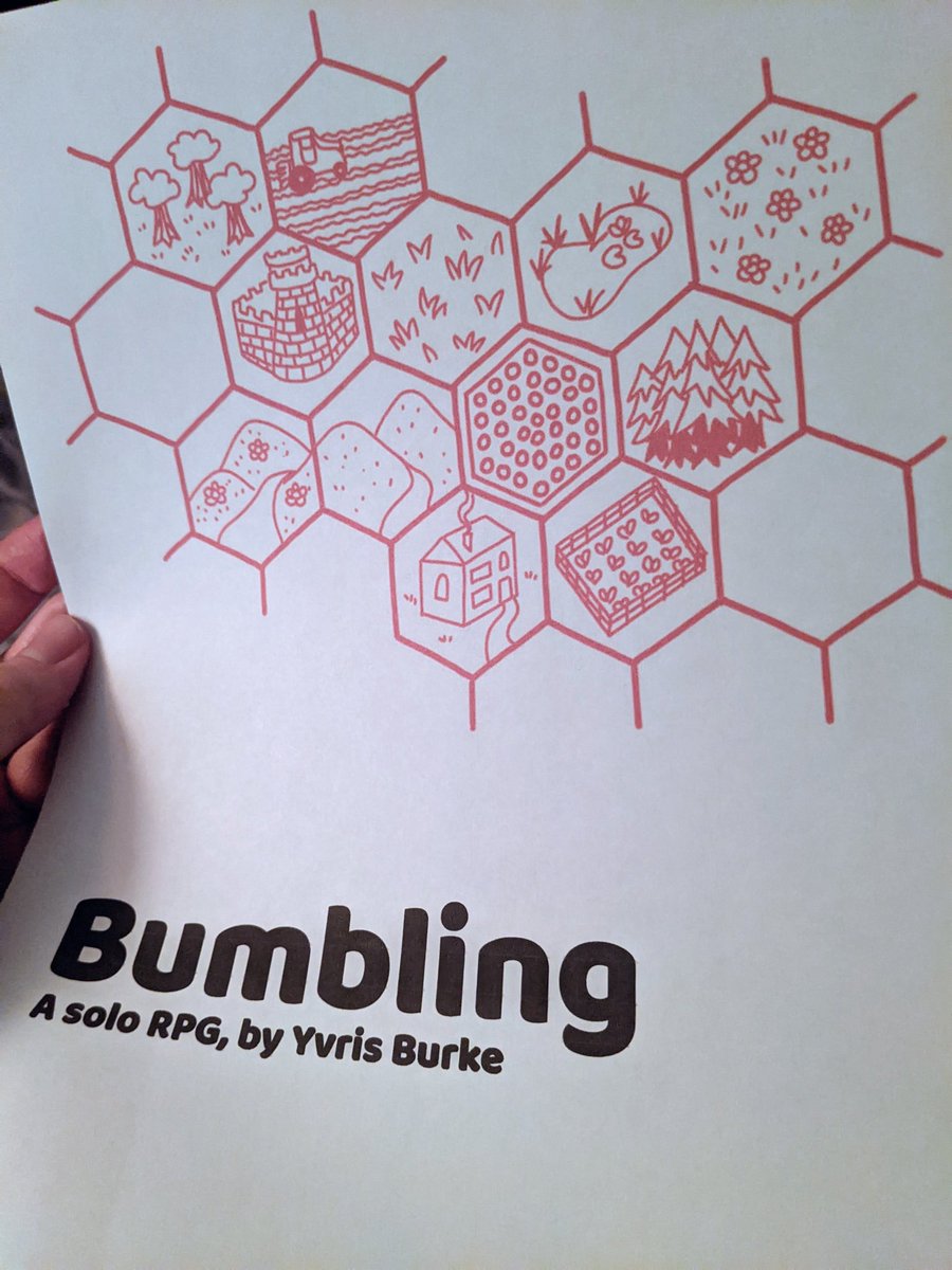 ToPlayIsHuman's tweet photo. I'm a 🐝! #Bumbling is a #soloRPG by Yrvis Burke about being a bee and finding flowers so you can collect pollen for your hive. As you play, you illustrate a map with landmarks while learning 🐝 dances so you can retrieve pollen! #ttrpg #microRPG
https://t.co/ZS5uO4iVgL https://t.co/lPGXsZ8IQD