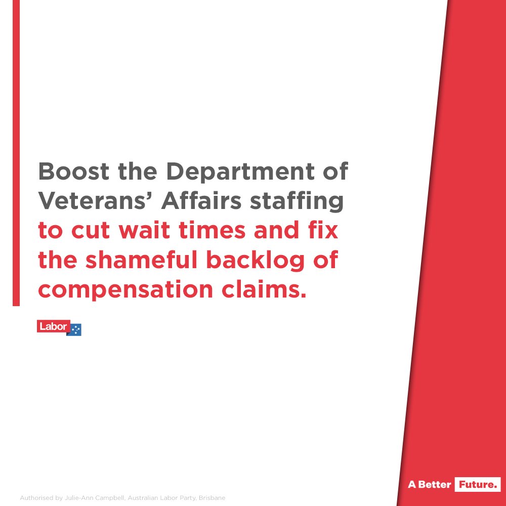 QLDLabor's tweet photo. An @albomp Labor Government will fix Scott Morrison's crisis in Veterans’ Affairs and restore the respect our veterans and their families deserve. @ShayneNeumannMP @AustralianLabor #auspol https://t.co/l3QYsQy7vA
