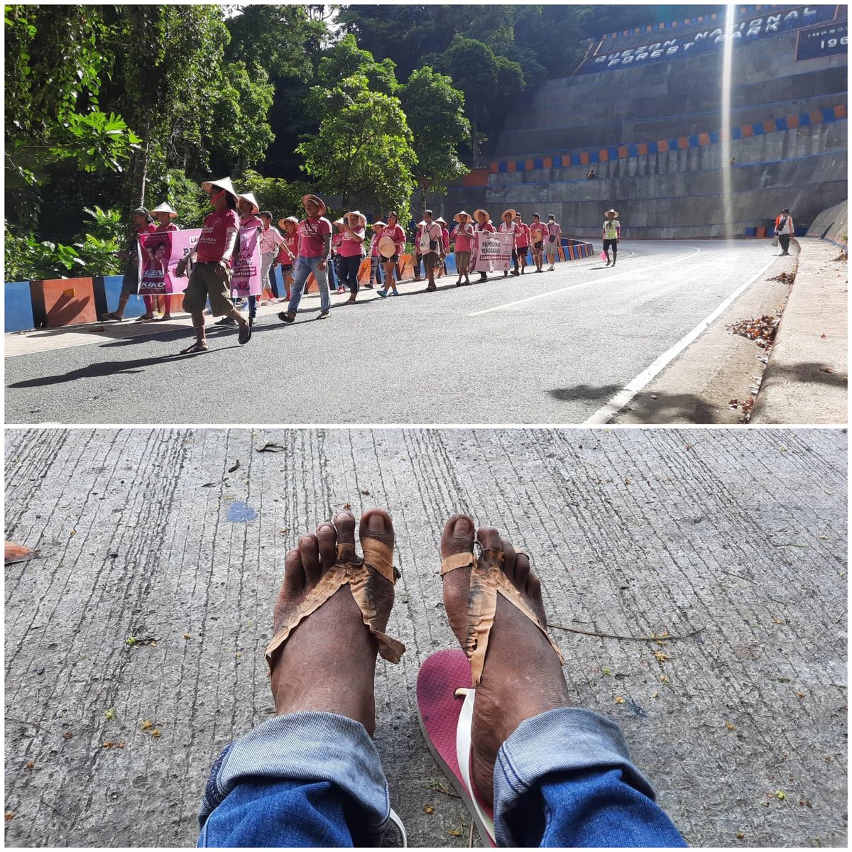 GerryCacanindin's tweet photo. Sa gitna ng malalaking endorsement kahapon para kay Leni-Kiko ay ang mga naglalakad na Sumilao Farmers na nakarating na sa Gumaca, Quezon mula sa Bukidnon sa Mindanao. Everything and everyone is coming together para ipanalo si Leni-Kiko. https://t.co/brCQrNcXtz