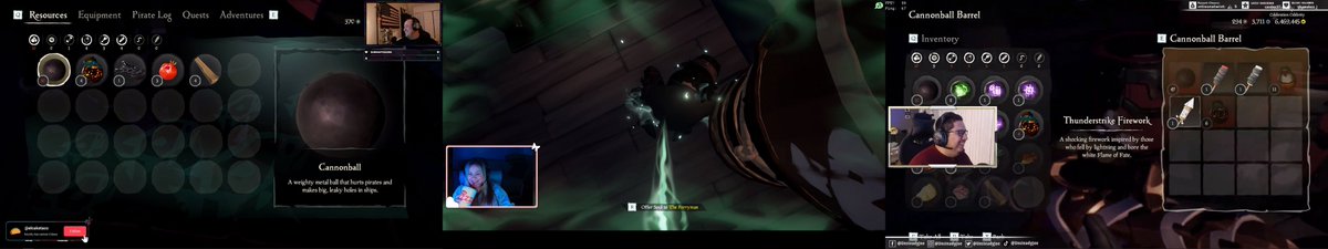 UnsteadyJoe's tweet photo. Tripple stream effect....@sapperina @elcaketaco and @UnsteadyJoe #BeMorePirate #SeaOfThieves https://t.co/LoLHhTOhEE