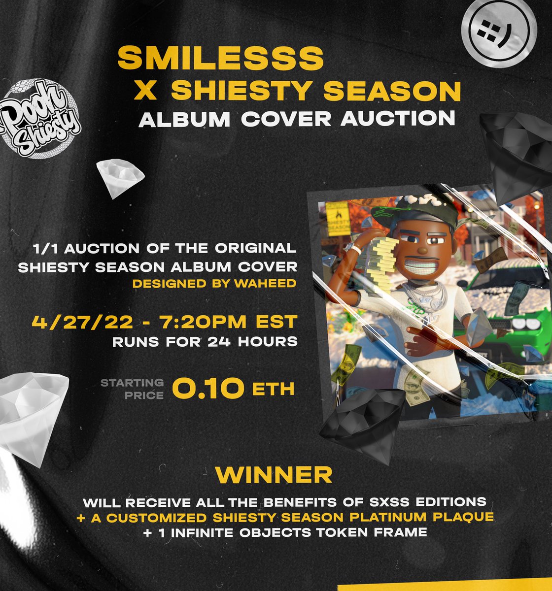 The Smilesss x Shiesty Season Editions are set to drop on April 27th at 4:20pm EST, following a Smilesss holder pre-sale from 10am EST.

Full details: shiesty.smilesss.com