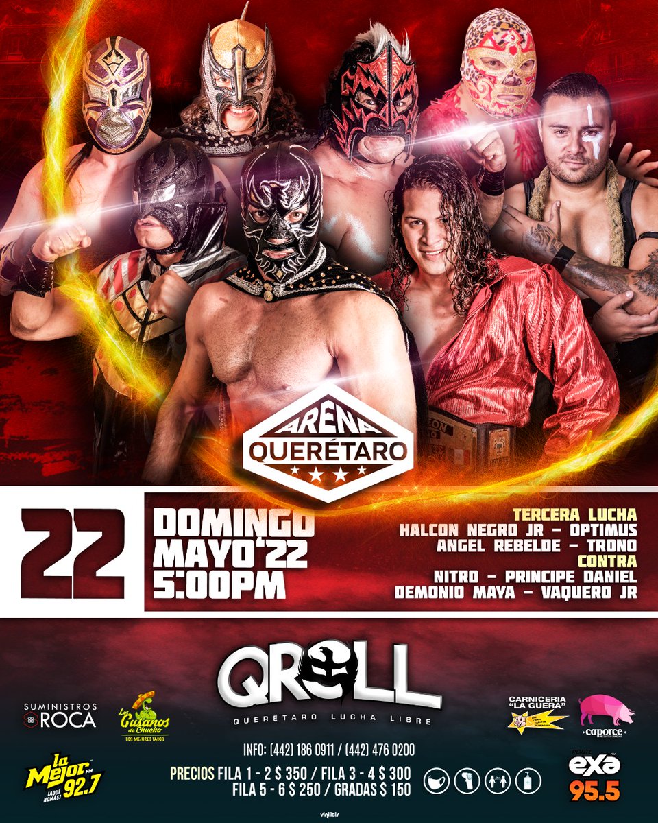 anagtzfuego's tweet photo. Después de más de tres años de ausencia, Místico regresará a la #ArenaQueretaro !
Además, el #TalentoTapatio de la @Arena_GDL presente en la función del próximo domingo 22 de mayo.
La lucha libre vuelve al Estado de Querétaro!!! Allá nos vemos 🔥 https://t.co/ah4CcJo02B