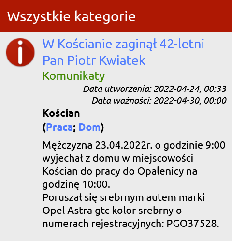 ostrzegator's tweet photo. @AlertPoznan @CzasNaPoznan @lepszyPOZNAN @codziennypoznan @MotoSygnaly @MotoPoznan @maciej_szefer @Koscian112 @luca_ok @Poznan_Leszno Komunikat został opublikowany w aplikacji @ostrzegator, w promieniu 30 km od miejsca zaginięcia. https://t.co/gkbEY1yWEY