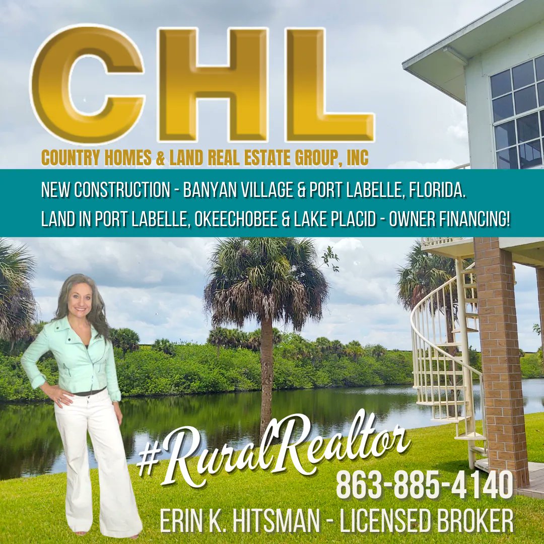 ErinHitsman's tweet photo. #NewConstruction #Homes in Port LaBelle!
#OwnerFinancing on #Land in #PortLaBelle, #Okeechobee &amp; #LakePlacid.

Live in the center of everything, here in #HendryCounty, #Florida.

863-885-4140

#RuralRealtor #ruralrealestate #builders #LaBelle #hendry #lovefl #southflorida #broker https://t.co/OeezcLAceX