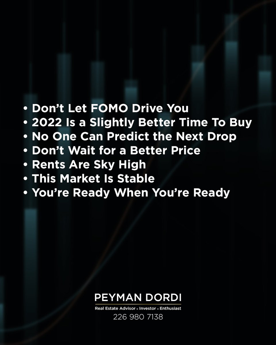 peymandor's tweet photo. 📊  Things to keep in mind if you're thinking of waiting out the hot housing market:

• Don’t Let FOMO Drive You
• 2022 Is a Slightly Better Time To Buy 
• No One Can Predict the Next Drop
• Don’t Wait for a Better Price
• Rents Are Sky High
.... https://t.co/8Cu8GlUqPB