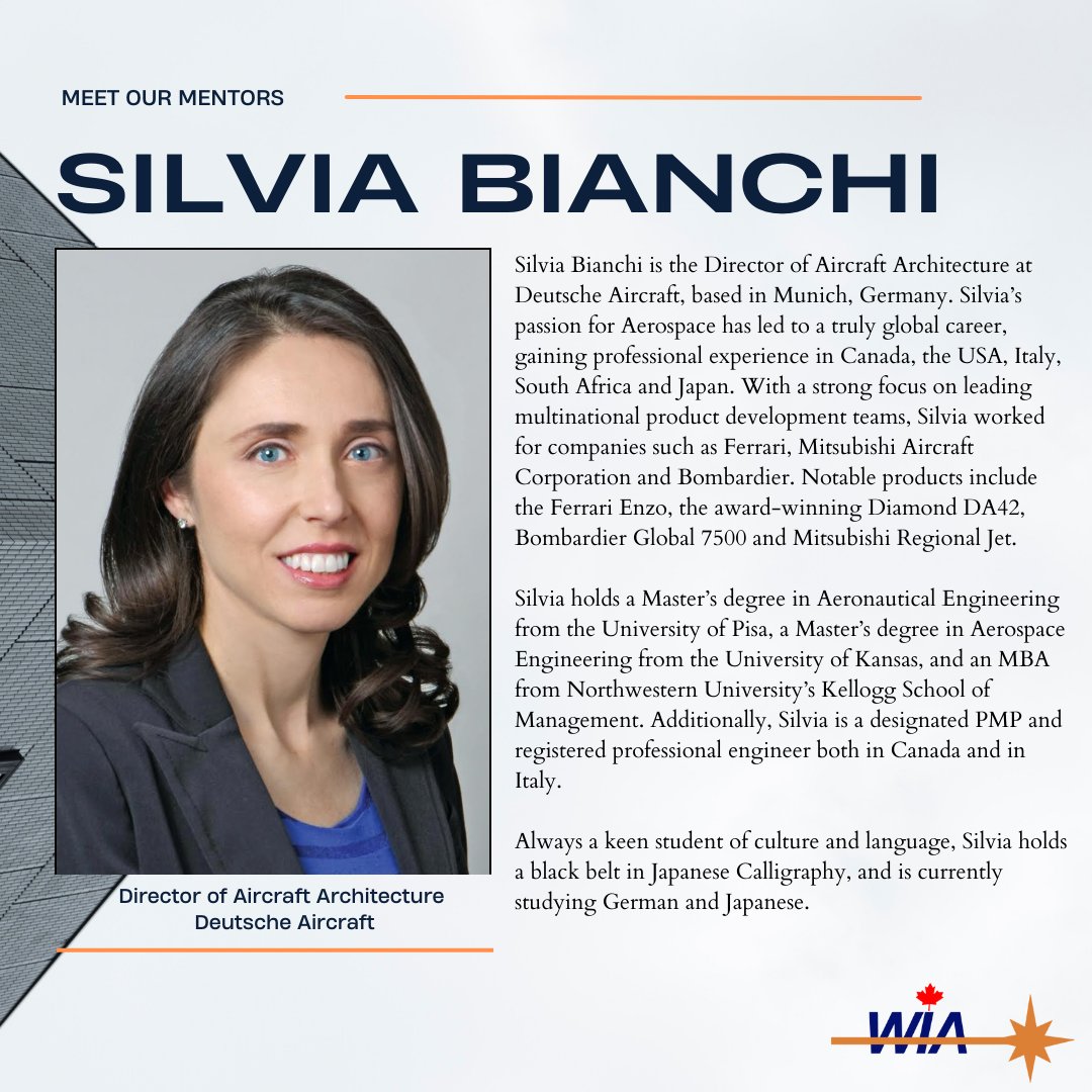 We're excited to have Silvia Bianchi, Director of Aircraft Architecture at Deutsche Aircraft, be one of our #mentors for our #MentoringProgram. Learn more!