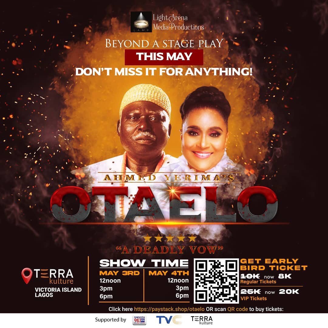 bmlifechanging's tweet photo. Trust me when I say you don’t wanna miss the realest theater stage play #Otaelo for anything on the planet! Get your Tickets Now👍 happening live @TerraKulture May 3-4th, 2022 #ObviousMedia #stage #stageplay #theater #lagos #RT #Like https://t.co/L0PC698NTL