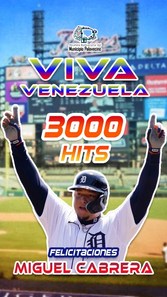 Orgullosa de ser venezolana y ver estos éxitos de nuestros profesionales del deporte, felicidades <a href="/MiguelCabrera/">Miguel Cabrera</a> por tu #Hits3000 Venezuela en lo alto por siempre. 💜🥰🥳🙏
#SoyComunicadorClap
<a href="/derbyalcalde/">Derby Guedez - Alcalde</a> <a href="/viva_clap/">agua viva centro clap</a> <a href="/Daya/">daya</a> <a href="/LaHojillaenTV/">La Hojillaen</a> <a href="/VTVcanal8/">VTV CANAL 8</a> <a href="/avanazadora/">Clap Juana La Avanazadora</a>