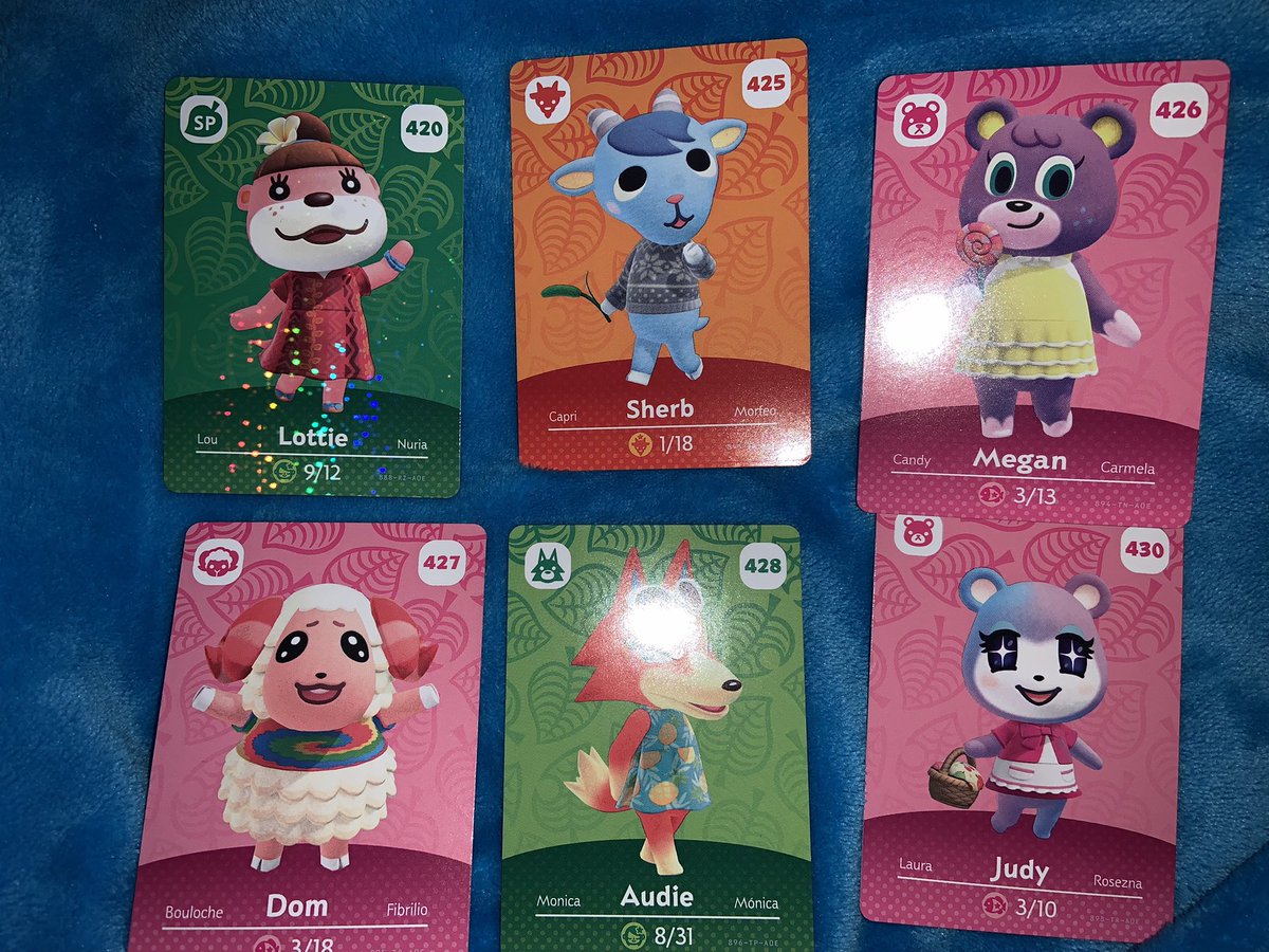 Cards for Lottie 420, Sherb 425, Megan 426, Dom 427, Audie 428, Judy 430