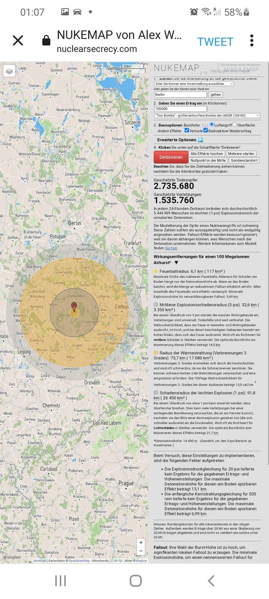 point3_hunter's tweet photo. Hallo ihr Kriegsgeilen Idioten in #Berlin  ... das richtet 1 Atombombe  an wenn Sie in Berlin einschlägt ... nur mal so zur Info für die geilen #kriegsgerätelieferanten ..Ihr macht das schon ..weil ihr seid ja schlau... https://t.co/0WJnMH0dNO