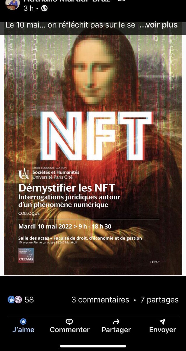 Nyc0daSai's tweet photo. @crypto_futur Situation intéressante, a garder en tête lors de la prochaine journée sur les interrogations juridiques autour des NFT https://t.co/wLAyiEbGbY