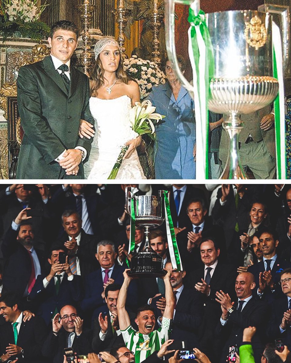 ESPNFC's tweet photo. 17 years after the Copa del Rey trophy was guest of honour at his wedding, 40-year-old Joaquin wins it again with Real Betis! 🏆 https://t.co/GF7B87K1Lw