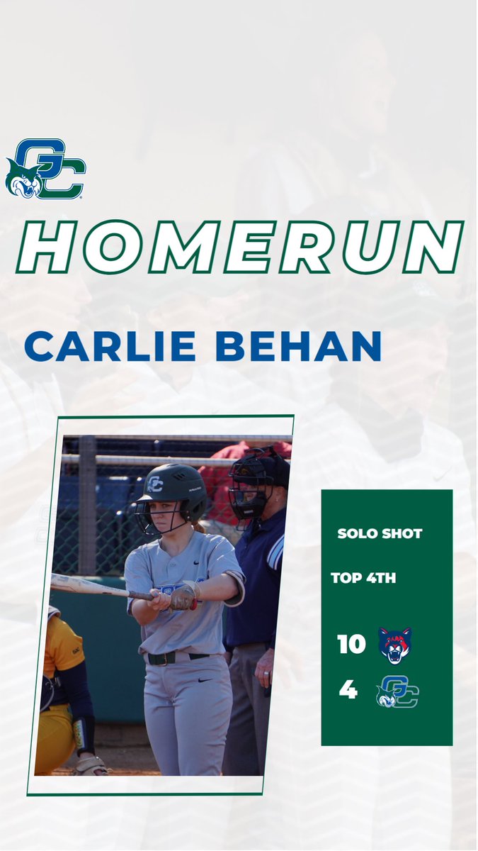 GCSUBobcats's tweet photo. Number two on the day for Carlie Behan with a solo shot!!!! #thunderbrought @GC_Sball https://t.co/HvGQSGpW41