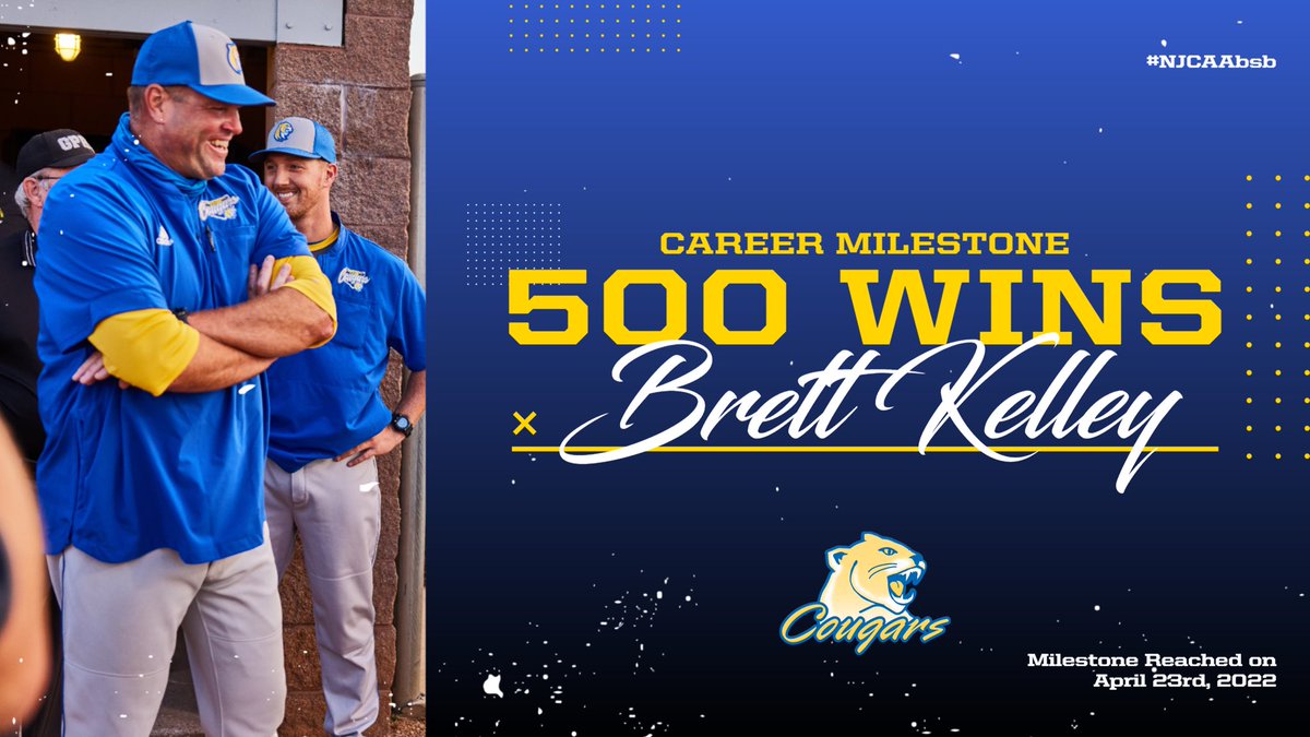 ICC_Cougars's tweet photo. Congratulations to @ICC_CougarBsbll head coach Brett Kelley on winning his 500th career game today! https://t.co/Mk3yaRE3hf