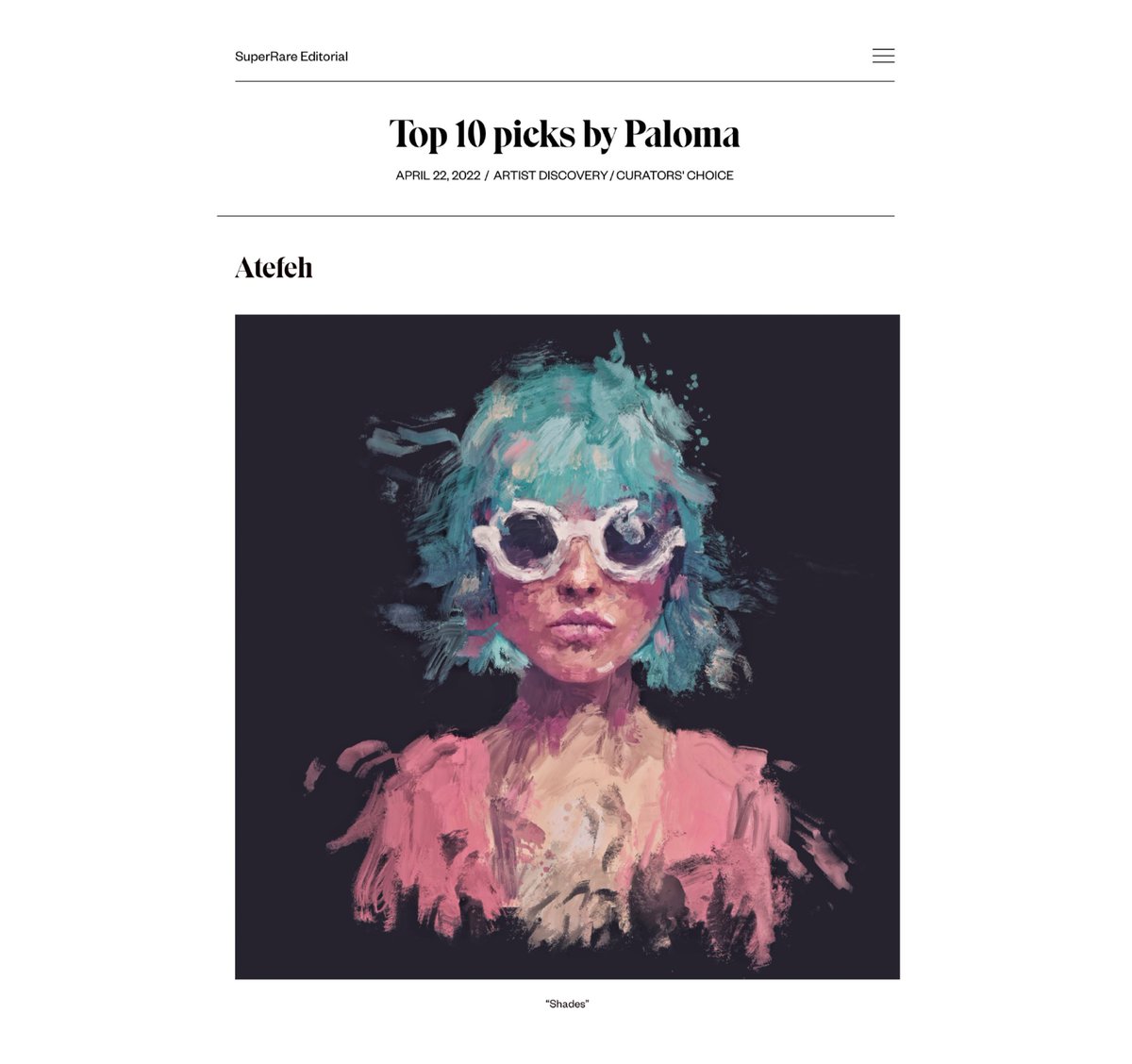 thank you so much for the NFT top 10 picks <a href="/SuperRare/">SuperRare</a> by <a href="/PalomarRo/">Paloma Rodriguez</a> 🤍💗

shades

foundation.app/@mika/foundati…

opensea.io/assets/0x3b3ee…