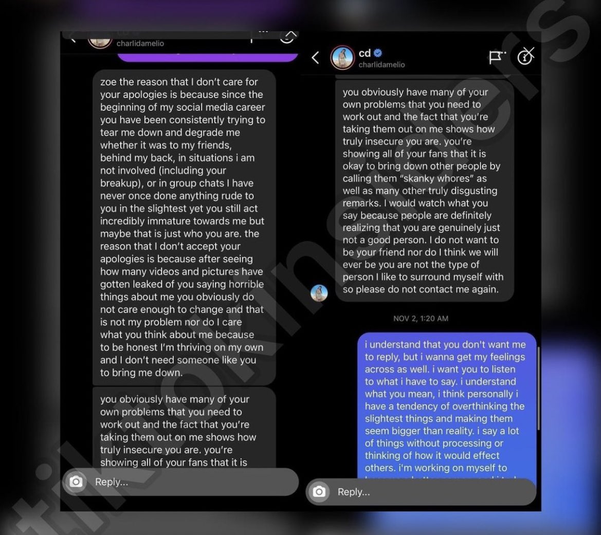 charloves_y's tweet photo. This is why I Stan Charli Grace D’Amelio bc she knows how to me truthful to her &amp; her fans. Charli knows how to worry abt herself. The way Zoe thinks she can get away w all the horrible things she said abt Charli &amp; just become her friend. Every action there is a reaction. https://t.co/yHfAnyKn2M
