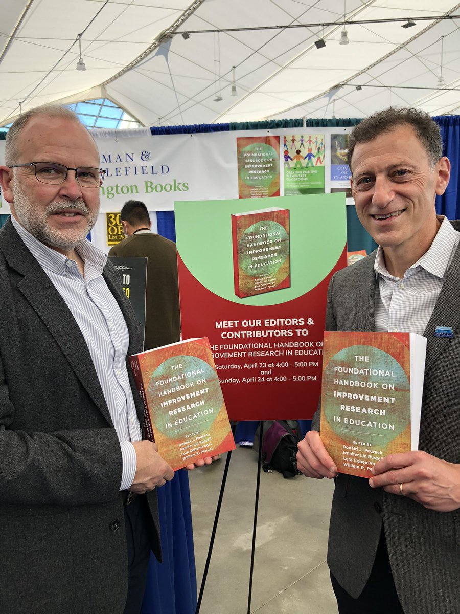 RLPublisher's tweet photo. At our booth: Rowman & Littlefield authors & contributors to “The Foundational Handbook on Improvement Research in Education” meet & greet #edimprovement #aera22 https://t.co/P4AJOddVTG