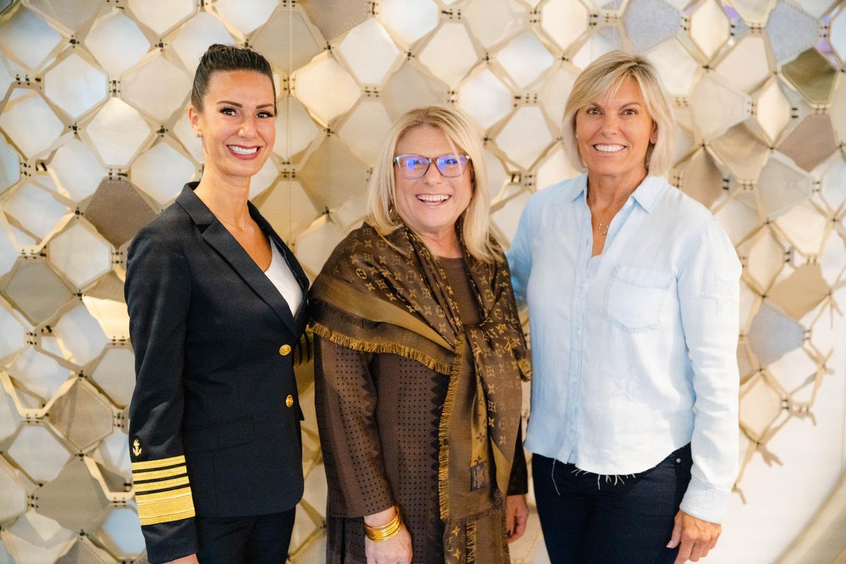 LisaLutoffPerlo's tweet photo. Two amazing captains that share our goal of closing the gender gap in the maritime industry. What an incredible day on #CelebrityBeyond! @CaptSandyYawn https://t.co/peU89g8PFd
