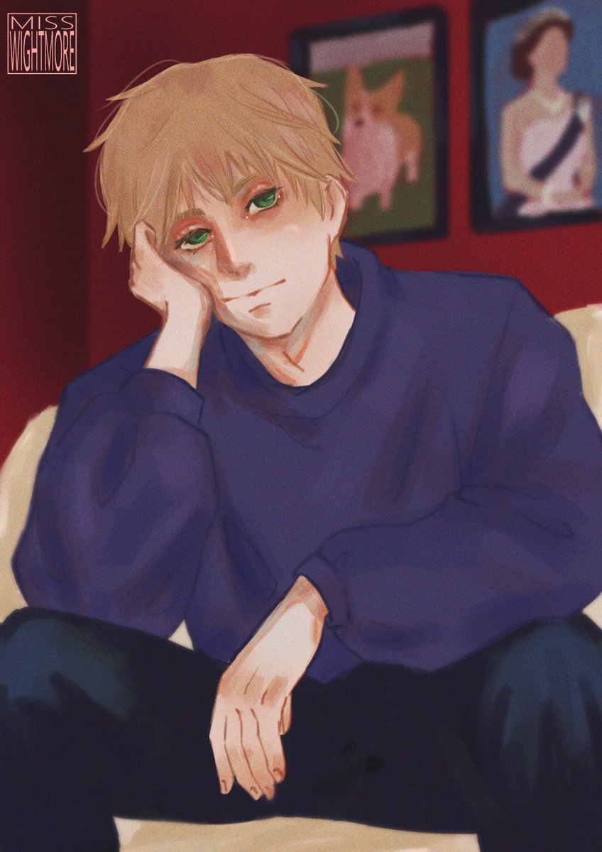 MissWightmore's tweet photo. I wanted to make a Arthur fan art...while drinking tea and listening Blur #hetalia #aphengland  #ArthurKirkland https://t.co/Ys5zAl4WmU