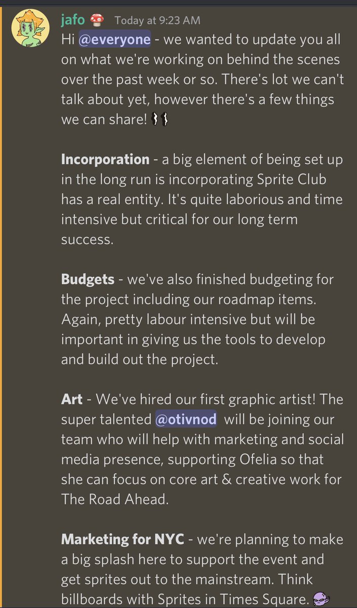 EmmaJamesTweet's tweet photo. A reminder of today's announcements. @spriteclubNFT are making moves and you can see the work going in, really reccomend reading up whether you're a holder or not 💕✨
#spritesunite #spriteclub #spriteclubnft #nftcommunity https://t.co/DemetjynqO