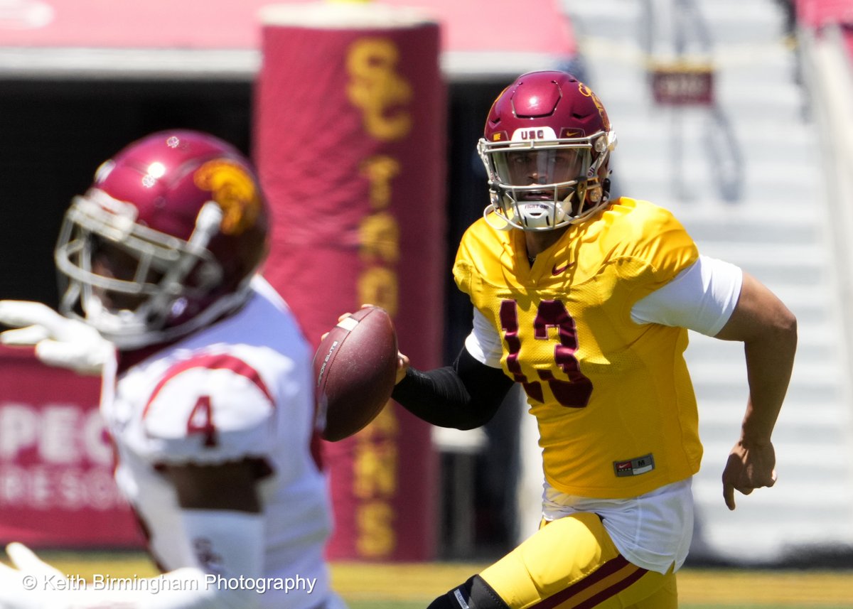 photowkb's tweet photo. USC Trojans during the Spring football game at the Los Angeles Memorial Coliseum in Los Angeles. @pac12 #pac12 @NCAAFootball #ncaa @uscfootball @USC_Athletics #usc #football #usctrojans #losangeles #lincolnriley #calebwilliams #mariowilliams #millermoss https://t.co/mbShUStrBd