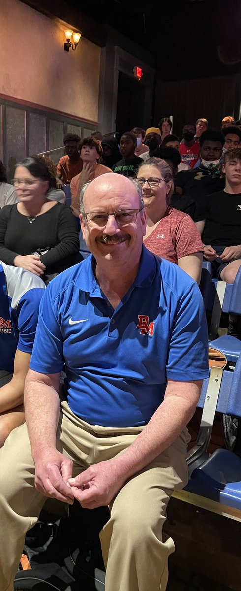 DeMathaCatholic's tweet photo. Mr. Roper on his final band trip waiting for results in Williamsburg. #40 years https://t.co/Hr0HPL5x3x