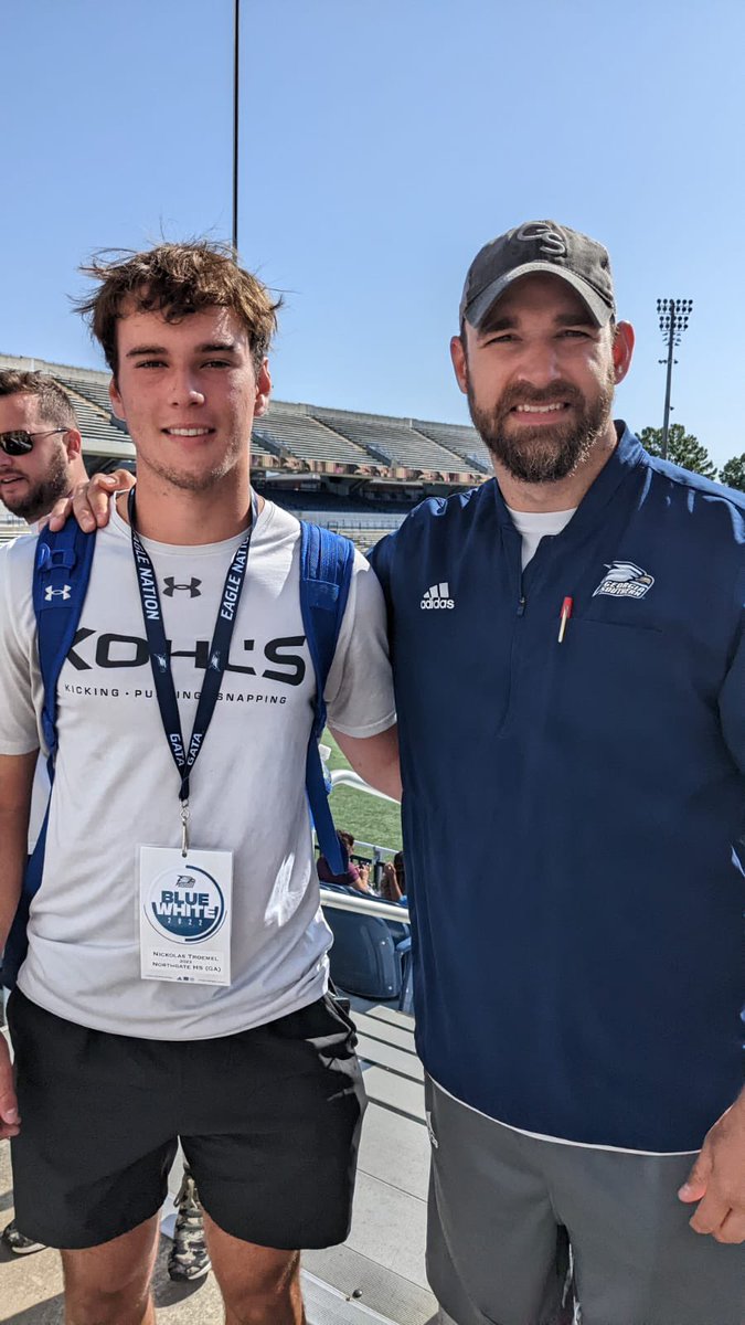 NickolasTroemel's tweet photo. Thank you @TurnerWest5 for inviting my father and I up for the @GSAthletics_FB spring game! Had a blast in the vibrant environment! @NGVikingsFB @ngfbrecruits @CowetaScore https://t.co/FJmFP7xfgz
