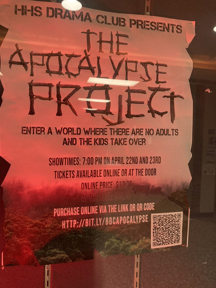 joe_muhlberg's tweet photo. Headed into the second act! A great turnout tonight @Hamilton_HHS Drama Club’s - The Apocalypse Project https://t.co/vpMfPqSmGB