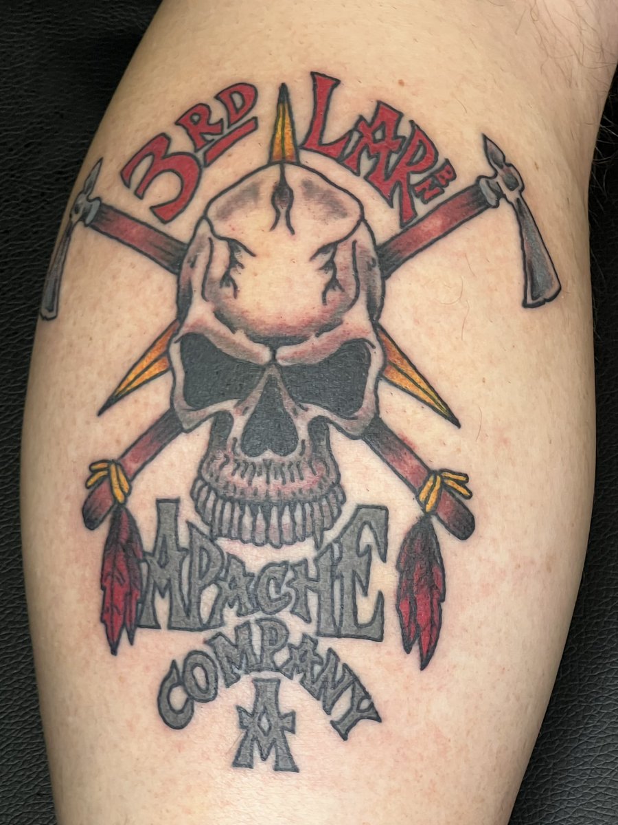 usmcaggie's tweet photo. I did a thing today… @xoholly and her tattoo a few weeks ago helped me go ahead and get it done #usmc #apache #company #3rdLAR #oohrah #semperfi https://t.co/1gvZl1F0e7