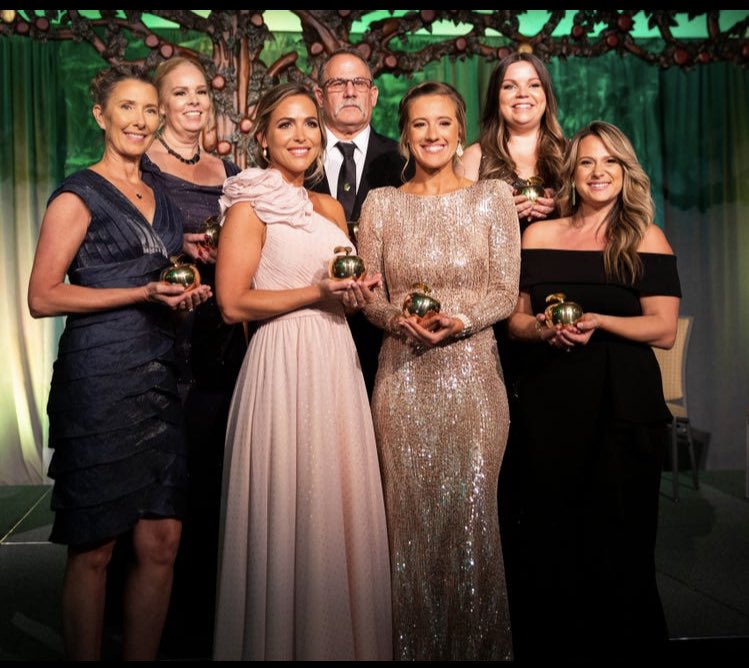 StallingsCPE's tweet photo. Such an amazing night celebrating teachers’ commitment to building our future. My Golden Apple is for all my hardworking, caring, dedicated teachers at Calusa Park. We all work together for our students’ success. Go Black Bears! @Champs4Learning @collierschools @blackbearsroar https://t.co/KKoNDqERzf
