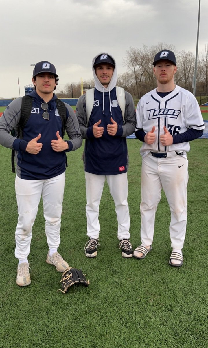 3 games started, 22 innings pitched, 1 run, 7 hits, but more importantly 3 W's vs. Genesee CC today and yesterday #lazers pitchers (l to r) <a href="/thomas_roefaro8/">Thomas Roefaro</a> <a href="/DevinRooney8/">Devin Rooney</a> <a href="/RJPaige_/">Ryan Paige</a> #occbaseball <a href="/OnondagaCC/">OCC</a> <a href="/OnondagaLazers/">Onondaga Community College Athletics</a> <a href="/NJCAAReg3/">NJCAA REGION 3</a> @PBRNewYork <a href="/wgcatsbaseball/">WestGeneseeBaseball</a> <a href="/wgcatcher/">Coach_Procopio</a>