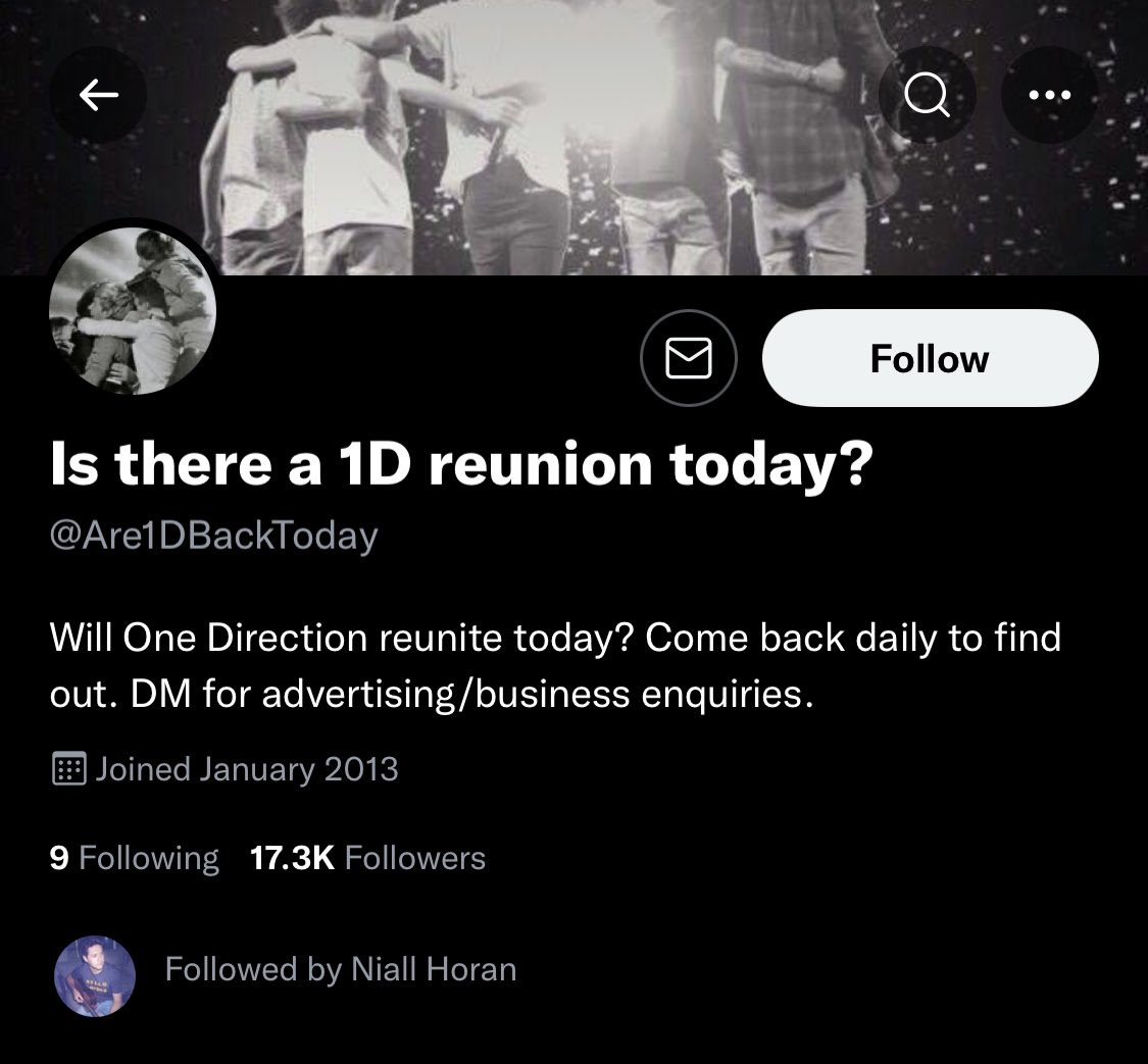 OT5Dailys's tweet photo. 📲| Niall Horan recently followed @Are1DBackToday account on Twitter! 👀 https://t.co/BxYGHWIfeo
