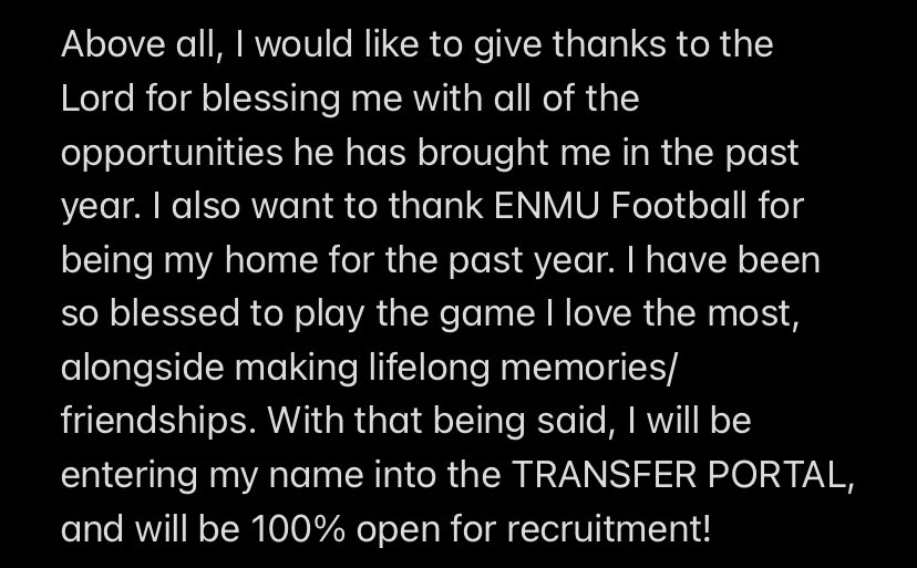 devon21122's tweet photo. I have officially entered my name into the transfer portal with 3 years of eligibility left! Recruitment 100 % open!

Freshman Highlights: 
https://t.co/7LZn09kbpl https://t.co/MJkJXooAZt