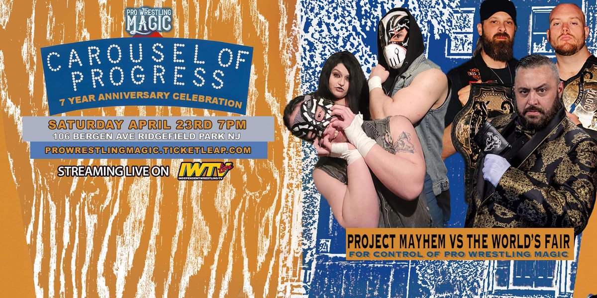 WrestlingMagic's tweet photo. Tune in NOW for the #BattleForControl of Pro Wrestling Magic!
@JohnTellaSucks, @ElOsoBlancoNj, & @FLYovino vs. @Smiley_Lucha, @ElijahEden_, & Trixie
If Team Magic loses, it'll be mayhem.
Don't miss it! https://t.co/cvENsF41M2
