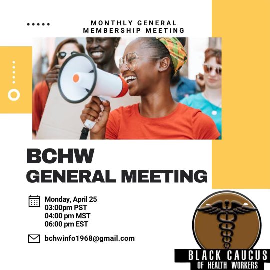 Please consider joining us for April's General Membership meeting on Monday. If you are not a member you can visit our membership page on our website to join 🤩 bchw1968.org/membership-1