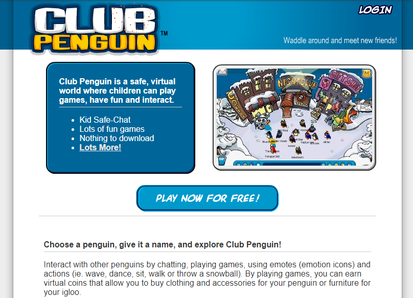 carphonic's tweet image. The Club Penguin home screen (2005, 2006, 2008, 2017)