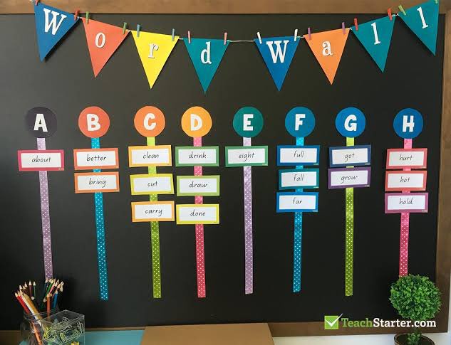 missnatalizi's tweet photo. Having a word wall up in the classroom is an excellent way to help improve literacy skills! It also helps to encourage active student participation. #acuedu_p https://t.co/IeKWRwUHxV