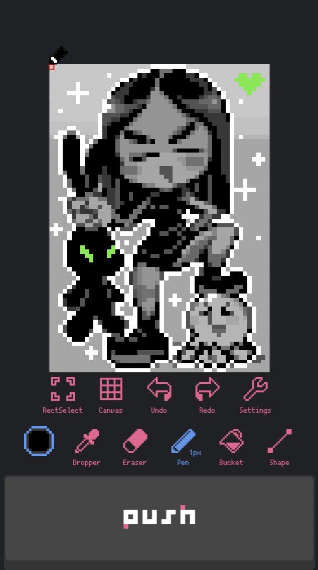 Twin day!!!! (btw dress brand is Alice auaa, great designs on the alt/gothic side ^o^ LOOK IT UP)

ALSO folks, I gotta say.. dotpict has gotten SO cool.. it has both an animation tool AND flexible resolution now !!! 🏆🏆🏆 U SHOULD TRY IT 