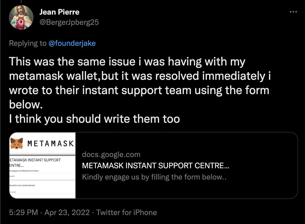 web3jake's tweet photo. As soon as you click on these links, your wallet is wiped. Be careful of scams in #crypto and #NFT - take a look: https://t.co/aU1f578Cdi