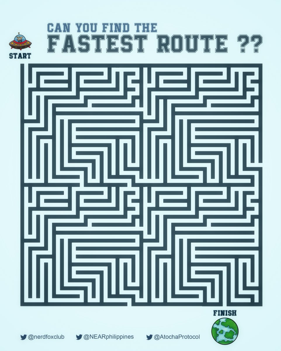 nerdfoxclub's tweet photo. 🧩MINI PUZZLE CONTEST🧩
Let's test how NearDy you are!
And win 1 Nerdfox NFT.
_
Instructions:
✅ Save the image
✅ Draw the fastest route from start to finish.
✅ Comment your answer to this tweet.
_
@NEARPhilippines @AtochaProtocol
#puzzleph #nearphilippines
#atochapuzzlecreator https://t.co/BhkTpfvXyH