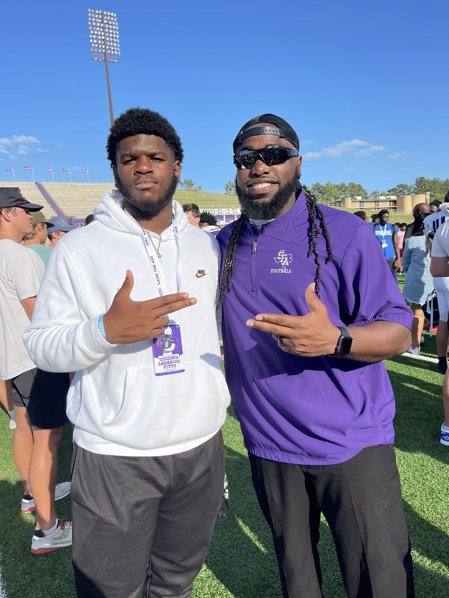 Had a great time today at <a href="/SFA_Football/">Lumberjack Football</a> !! Thanks for the invite @CoachIngramSFA <a href="/coach_ikeDL/">coach Ike</a> <a href="/KyleWesterberg/">Coach K Westerberg</a>