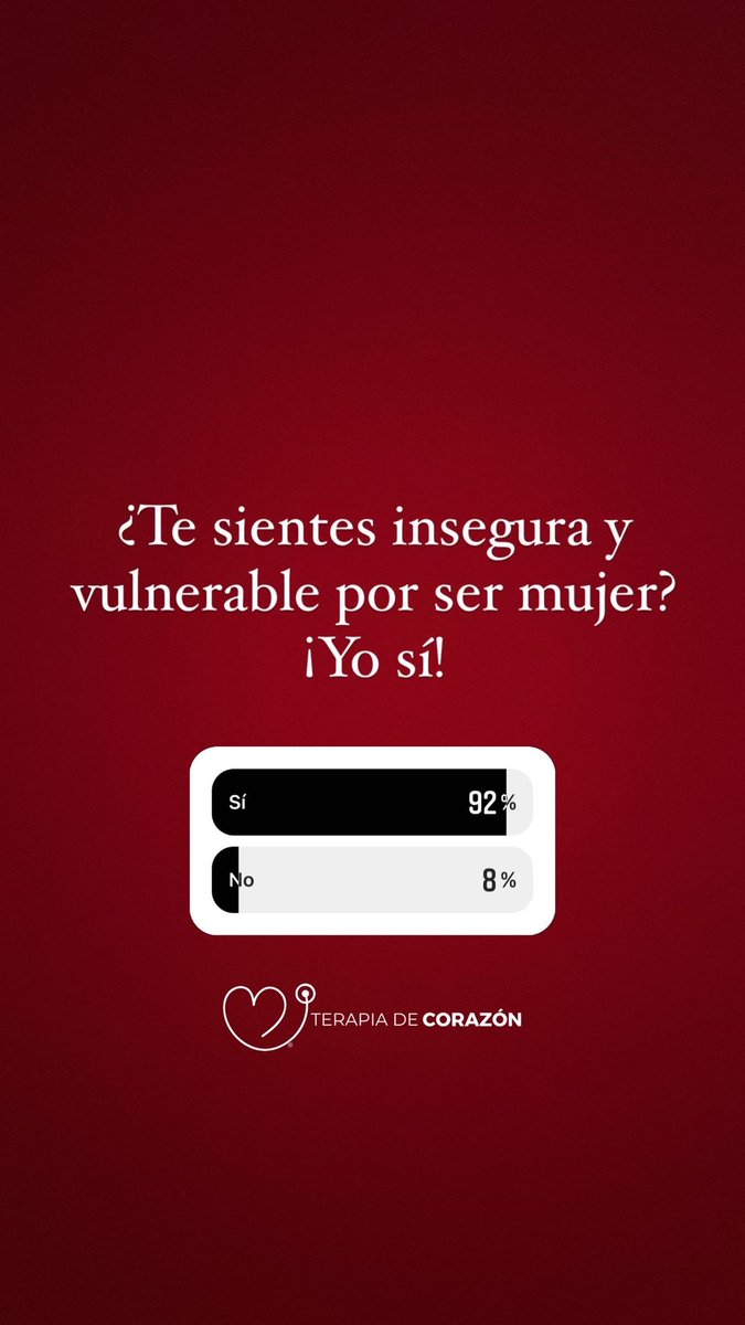 terapiadcorazon's tweet photo. ¿Te sientes insegura y vulnerable por 
Mujer? 

#Encuesta #MéxicoFeminicida #debhaniescobar #Yolanda #Fátima #Ingrid #MaríaFernanda #NosFaltanMiles #niunamenos💜 https://t.co/1GG1eNgzKp